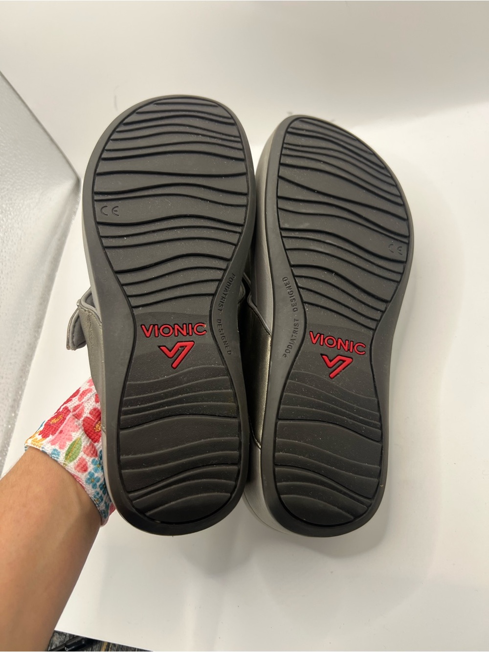 Vionic Metallic Gray Studded Thong Sandals - Picture 10 of 12